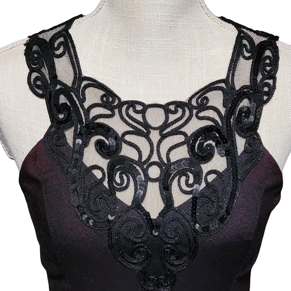 JESSICA McCLINTOCK Gunne Sax Dress Womens 7/8 Black Maxi Gown Lace Witchy Gothic - Picture 3 of 16